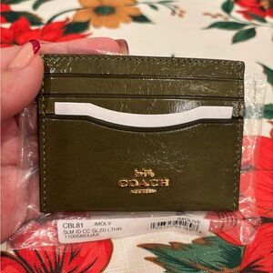 Coach Green Leather Card Holder